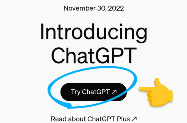 ChatGPTの始め方。「Try ChatGPT」の画面が表示されています。