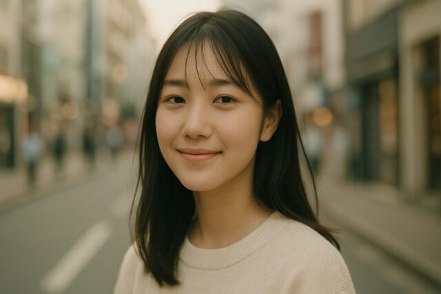 ChatGPTで生成したリアルテイストの女性の画像。本物写真と区別がつかない完成度。